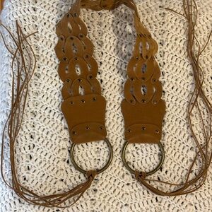 VINTAGE Boho or Hippie Style Faux Suede Belt with Fringe